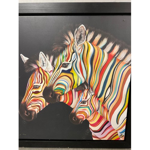 348 - LIMITED EDITION 164/ 195 ZEBRA PRINT ON CANVAS SIGNED TO CORNER 37