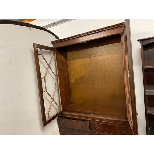 350 - TWO DOOR MAHOGANY MODERN GLAZED BOOKCASE W39