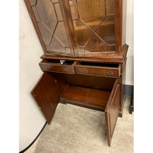 350 - TWO DOOR MAHOGANY MODERN GLAZED BOOKCASE W39