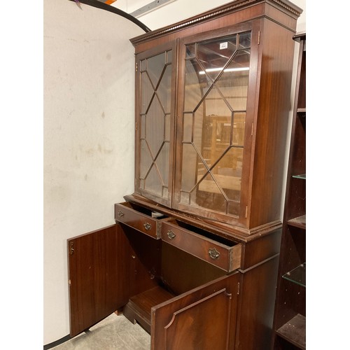 350 - TWO DOOR MAHOGANY MODERN GLAZED BOOKCASE W39