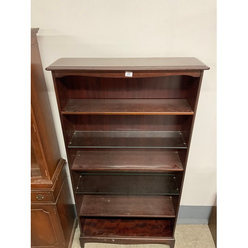 351 - MODERN BADGED STAG  MAHOGANY FREE STANDING BOOK CASE W33