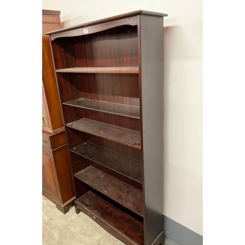 351 - MODERN BADGED STAG  MAHOGANY FREE STANDING BOOK CASE W33