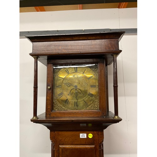 355 - OAK CASED BRASS FACED 30 HOUR GRANDFATHER CLOCK BY  JAMES WEBSTER OF SALOP 11