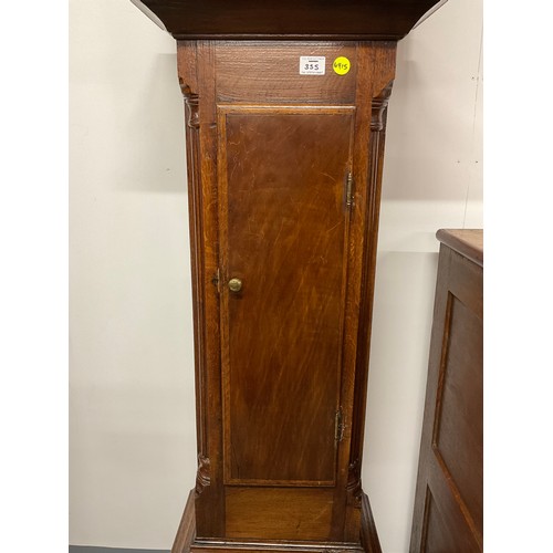 355 - OAK CASED BRASS FACED 30 HOUR GRANDFATHER CLOCK BY  JAMES WEBSTER OF SALOP 11