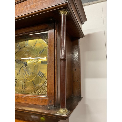 355 - OAK CASED BRASS FACED 30 HOUR GRANDFATHER CLOCK BY  JAMES WEBSTER OF SALOP 11