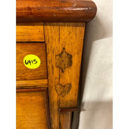 356 - VICTORIAN GOLDEN OAK TWO OVER THREE BRACKET FOOT CHEST WITH THREE SECRET DRAWERS TO TOP W47