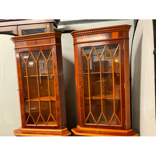 360 - PAIR OF MODERN  ASTRAGAL GLAZED CORNER CUPBOARDS W26