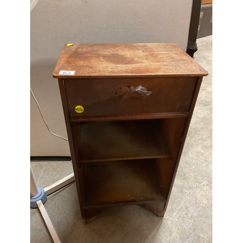 362 - FREE STANDING FLOOR FAN , OAK TEA TROLLEY AND A WOODEN BEDSIDE CABINET