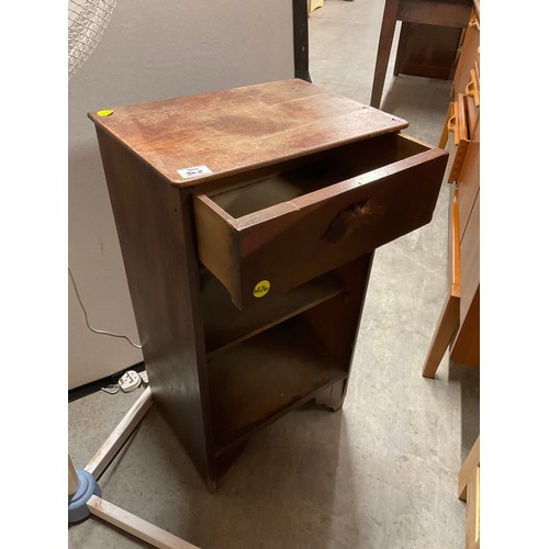 362 - FREE STANDING FLOOR FAN , OAK TEA TROLLEY AND A WOODEN BEDSIDE CABINET