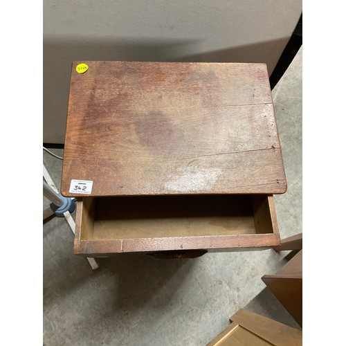 362 - FREE STANDING FLOOR FAN , OAK TEA TROLLEY AND A WOODEN BEDSIDE CABINET