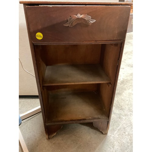 362 - FREE STANDING FLOOR FAN , OAK TEA TROLLEY AND A WOODEN BEDSIDE CABINET