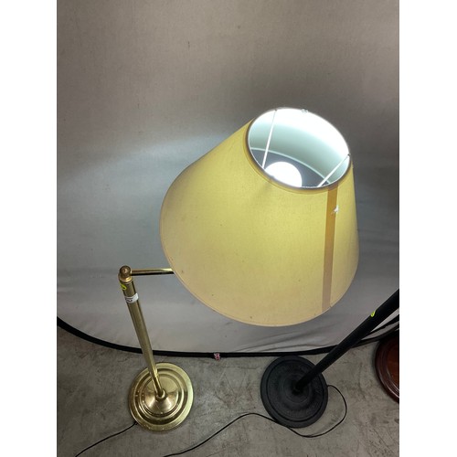 361 - THREE MODERN STANDARD LAMPS ONE WOODEN TWO METAL