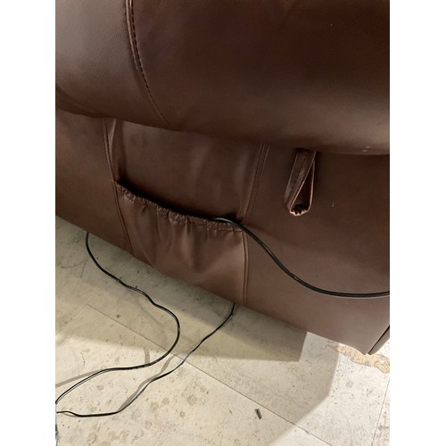 266 - BROWN LEATHER RISE AND RECLINE CHAIR