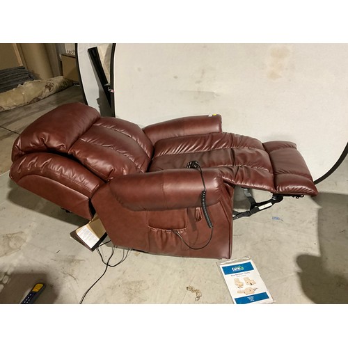 266 - BROWN LEATHER RISE AND RECLINE CHAIR