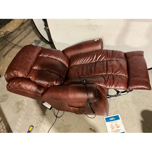 266 - BROWN LEATHER RISE AND RECLINE CHAIR