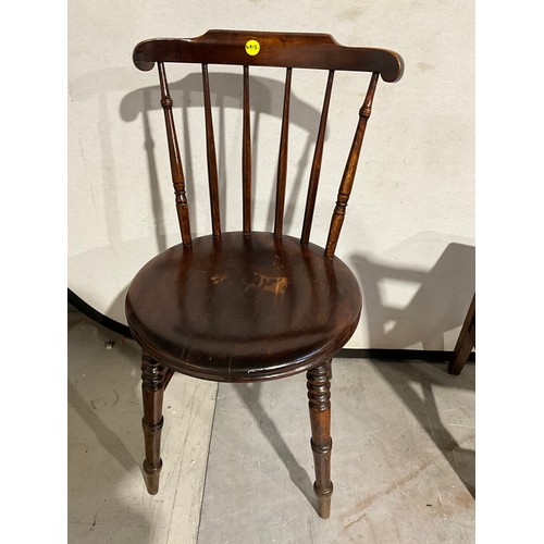 274 - VICTORIAN OAK KITCHEN CHAIR AND EDWARDIAN SPINDLE BACK KITCHEN CHAIR