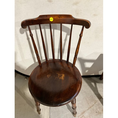 274 - VICTORIAN OAK KITCHEN CHAIR AND EDWARDIAN SPINDLE BACK KITCHEN CHAIR