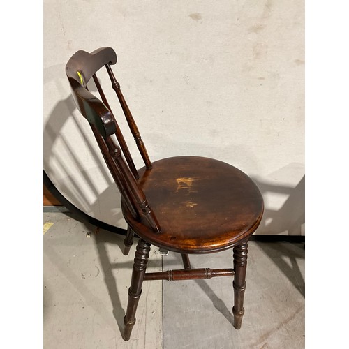 274 - VICTORIAN OAK KITCHEN CHAIR AND EDWARDIAN SPINDLE BACK KITCHEN CHAIR