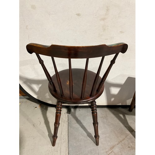 274 - VICTORIAN OAK KITCHEN CHAIR AND EDWARDIAN SPINDLE BACK KITCHEN CHAIR