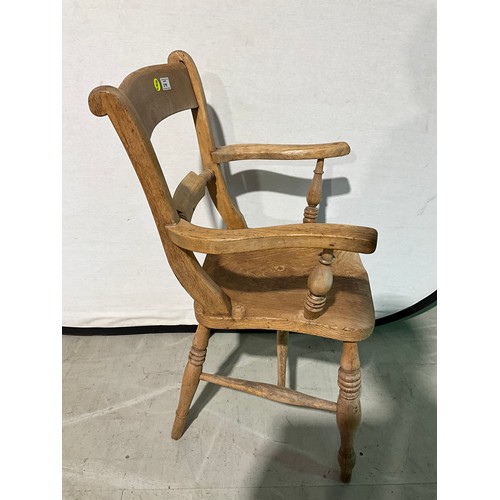 275 - VICTORIAN ELM SEATED BAR BACK GRANDFATHER ARM CHAIR