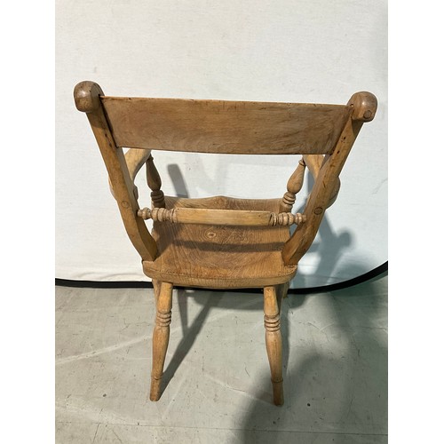 275 - VICTORIAN ELM SEATED BAR BACK GRANDFATHER ARM CHAIR