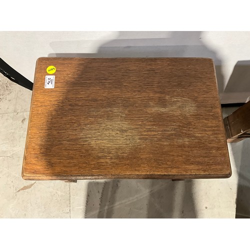 276 - MODERN ASIAN COFFEE TABLE AND TWO OAK SIDE TABLES