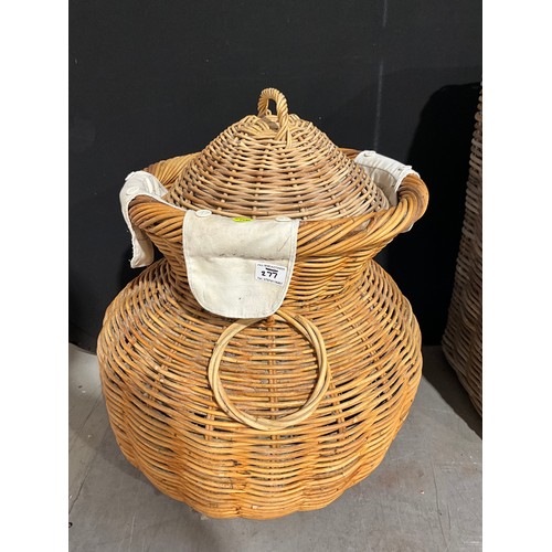 277 - LARGE CIRCULAR WICKER BASKET W 28