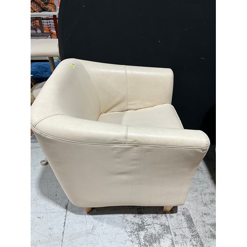 278 - PAIR OF CREAM TUB ARM CHAIRS ON SQUARE TAPERING LEGS W 30