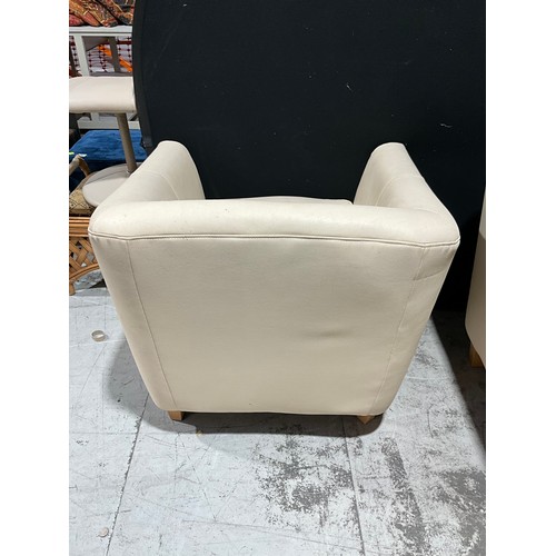 278 - PAIR OF CREAM TUB ARM CHAIRS ON SQUARE TAPERING LEGS W 30