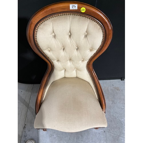 279 - MODERN BUTTON BACK BEDROOM CHAIR ON CABRIOLE LEGS H 34