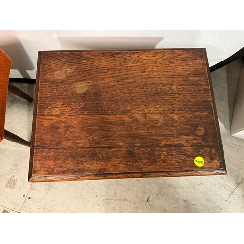 297 - REVOLVING OFFICE CHAIR, FOOTSTOOL , SMALL OAK TABLE A WALNUT TABLE AND SMALL FOOTSTOOL