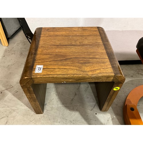 297 - REVOLVING OFFICE CHAIR, FOOTSTOOL , SMALL OAK TABLE A WALNUT TABLE AND SMALL FOOTSTOOL