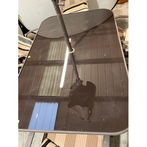 290 - LARGE GLASS TOP GARDEN TABLE L 60 