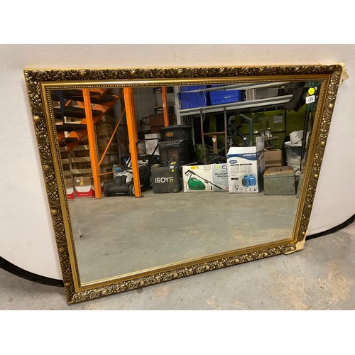 453 - LARGE MODERN GILT FRAMED BEVELLED EDGE MIRROR 44