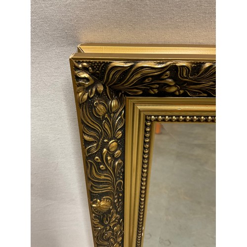 453 - LARGE MODERN GILT FRAMED BEVELLED EDGE MIRROR 44