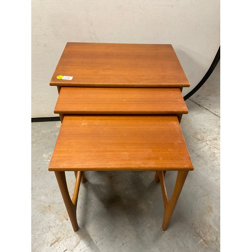 448 - VINTAGE TEAK NEST OF THREE TABLES  W22