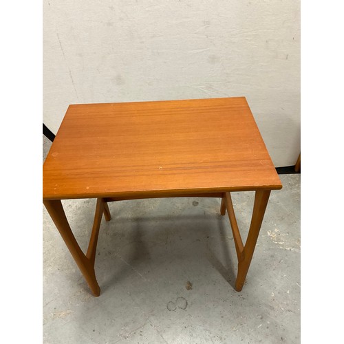 448 - VINTAGE TEAK NEST OF THREE TABLES  W22