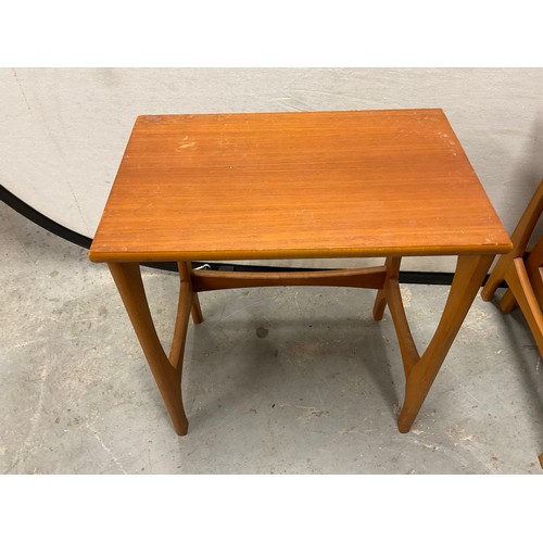 448 - VINTAGE TEAK NEST OF THREE TABLES  W22