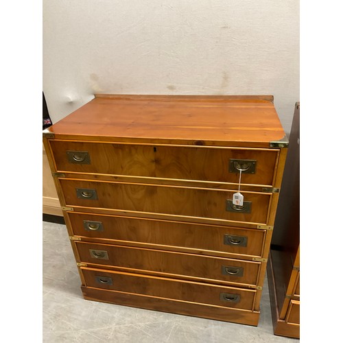 411 - PAIR OF YEWWOOD REPRODUCTION CAMPAIGN CHESTS WITH BRASS HANDLES W30