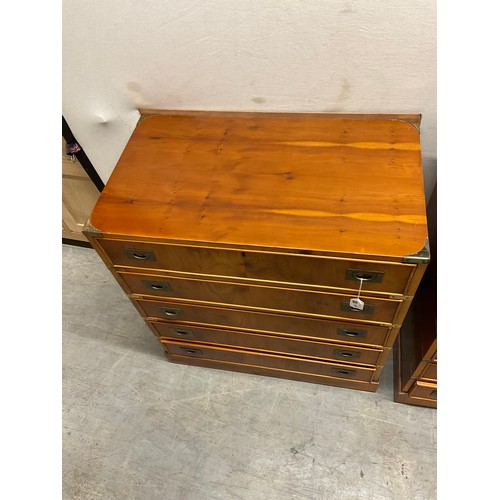 411 - PAIR OF YEWWOOD REPRODUCTION CAMPAIGN CHESTS WITH BRASS HANDLES W30