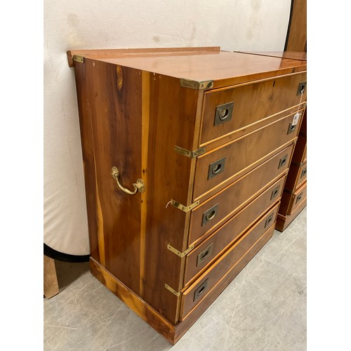 411 - PAIR OF YEWWOOD REPRODUCTION CAMPAIGN CHESTS WITH BRASS HANDLES W30