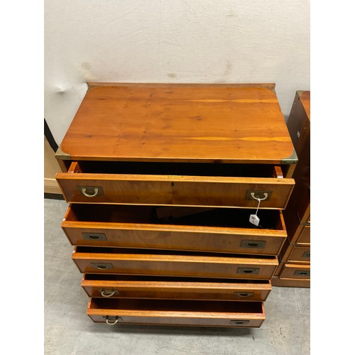 411 - PAIR OF YEWWOOD REPRODUCTION CAMPAIGN CHESTS WITH BRASS HANDLES W30