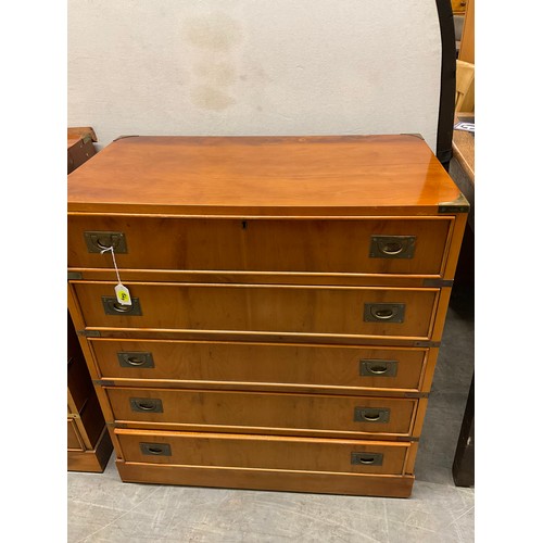 411 - PAIR OF YEWWOOD REPRODUCTION CAMPAIGN CHESTS WITH BRASS HANDLES W30