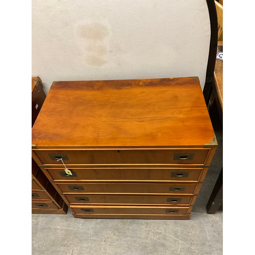 411 - PAIR OF YEWWOOD REPRODUCTION CAMPAIGN CHESTS WITH BRASS HANDLES W30