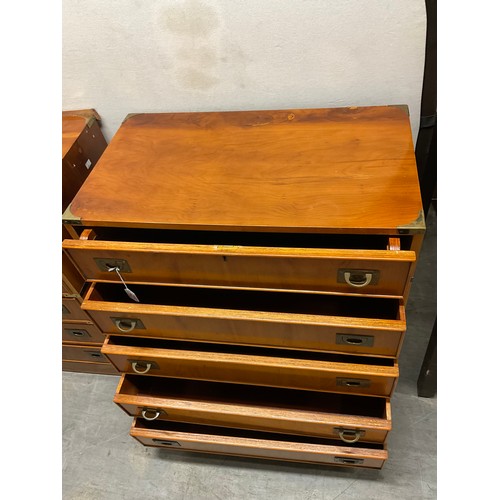 411 - PAIR OF YEWWOOD REPRODUCTION CAMPAIGN CHESTS WITH BRASS HANDLES W30