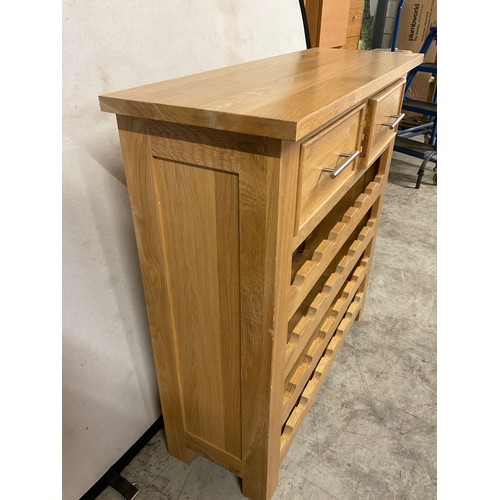 416 - MODERN OAK  KITCHEN WINE RACK WITH TWO DRAWERS W35