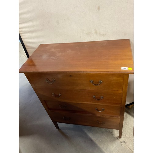 433 - EDWARDIAN MAHOGANY BEDROOM CHEST ON SQUARE TAPERING LEGS W36