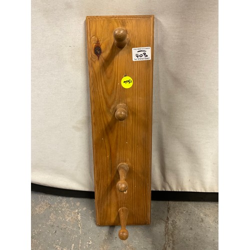 403 - THREE VINTAGE PINE WOODEN COAT RACKS LARGEST W62