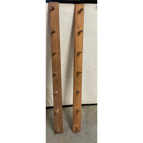 403 - THREE VINTAGE PINE WOODEN COAT RACKS LARGEST W62