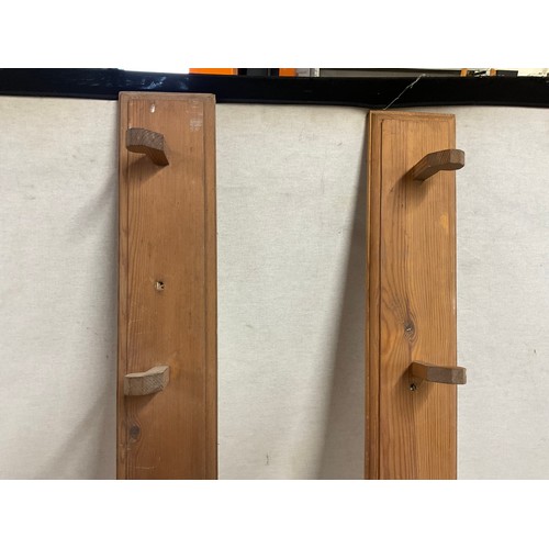 403 - THREE VINTAGE PINE WOODEN COAT RACKS LARGEST W62